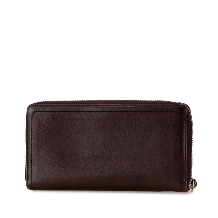 Motocross Blackout Leather Zip Around Wallet Brown - Gaby Paris