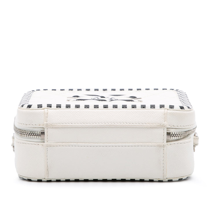 Small Caviar Striped CC Filigree Vanity Case White - Gaby Paris
