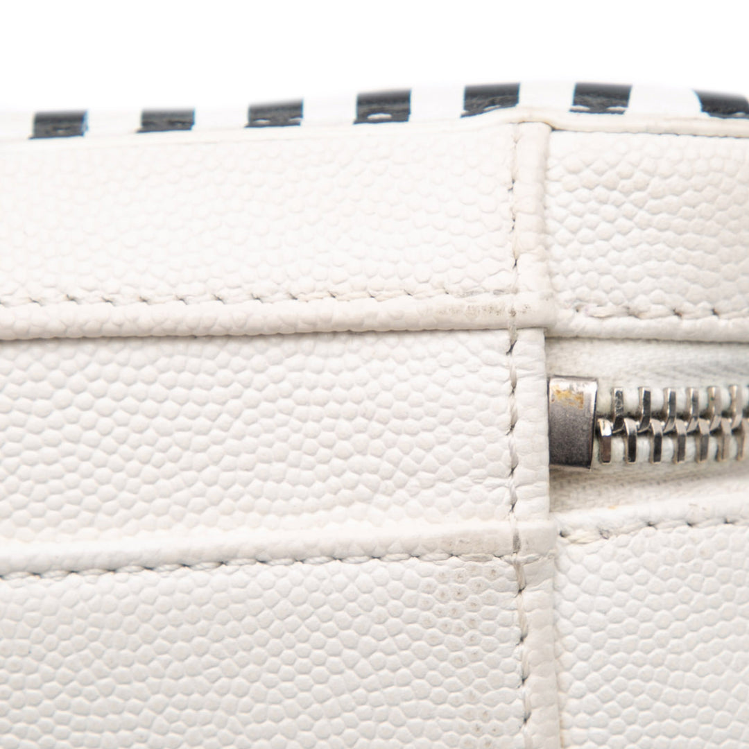 Small Caviar Striped CC Filigree Vanity Case White - Gaby Paris