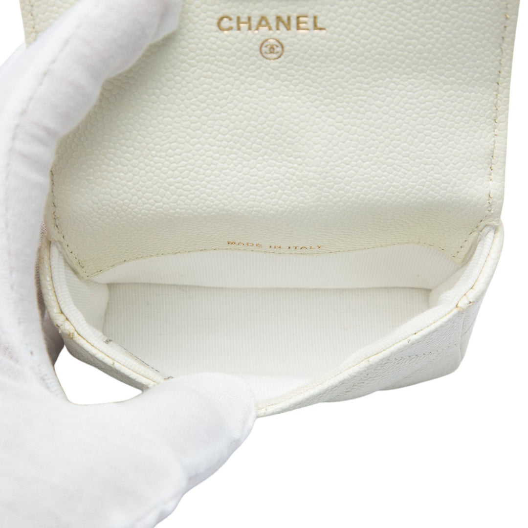 Matelassé Melody Chaîne Sac ceinture Cuir caviar Blanc