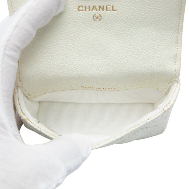 Matelassé Melody Chaîne Sac ceinture Cuir caviar Blanc