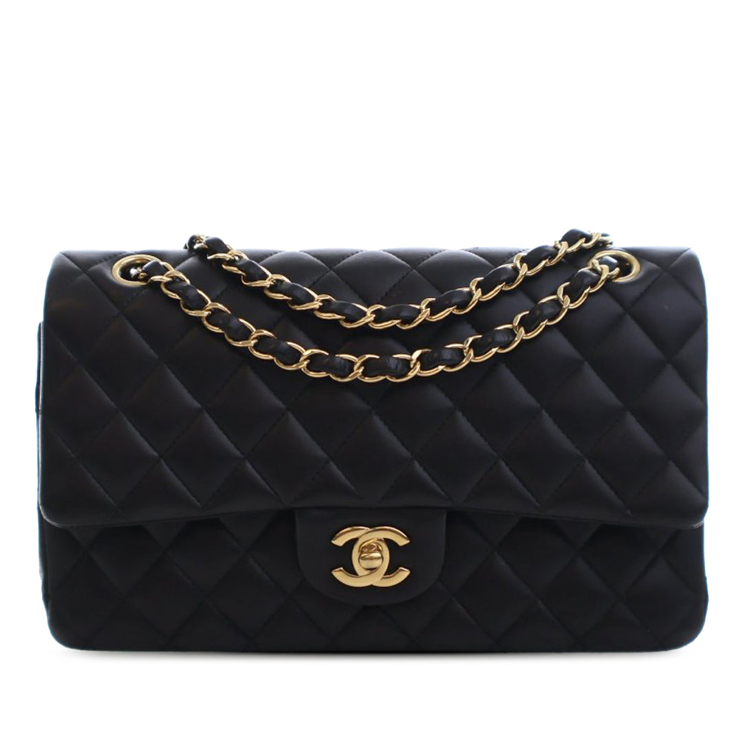 Chanel Medium Classic Cuir d’agneau Double rabat Noir – GABY PARIS Authentique