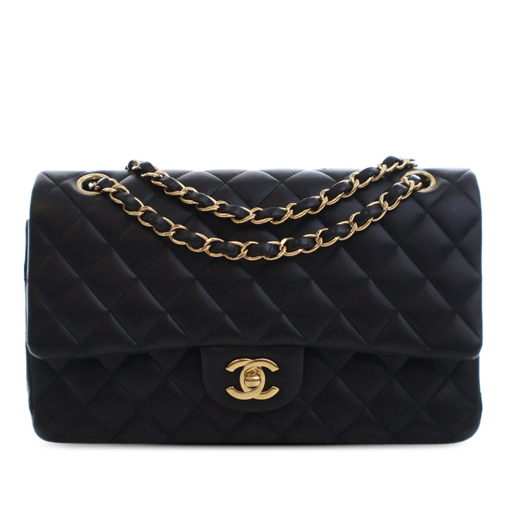 Chanel Medium Classic Cuir d’agneau Double rabat Noir – GABY PARIS Authentique