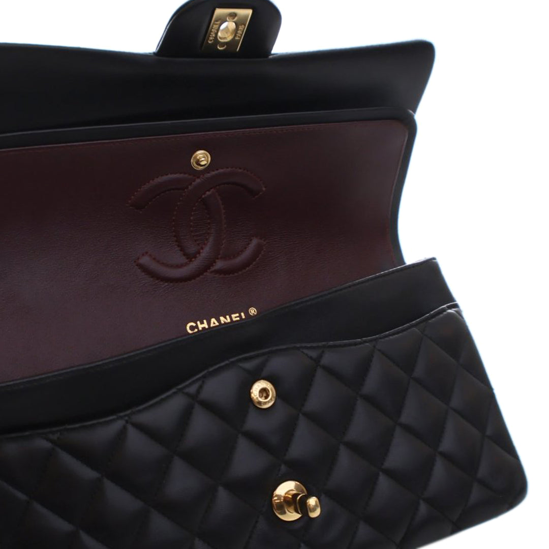 Chanel Medium Classic Cuir d’agneau Double rabat Noir – GABY PARIS Authentique