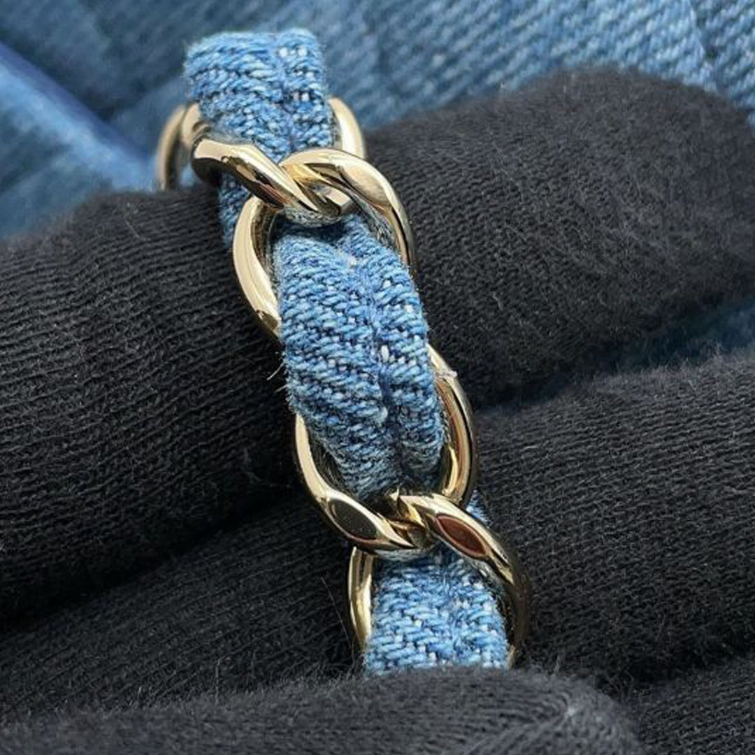 Chanel Medium Classic Washed Jean Double rabat