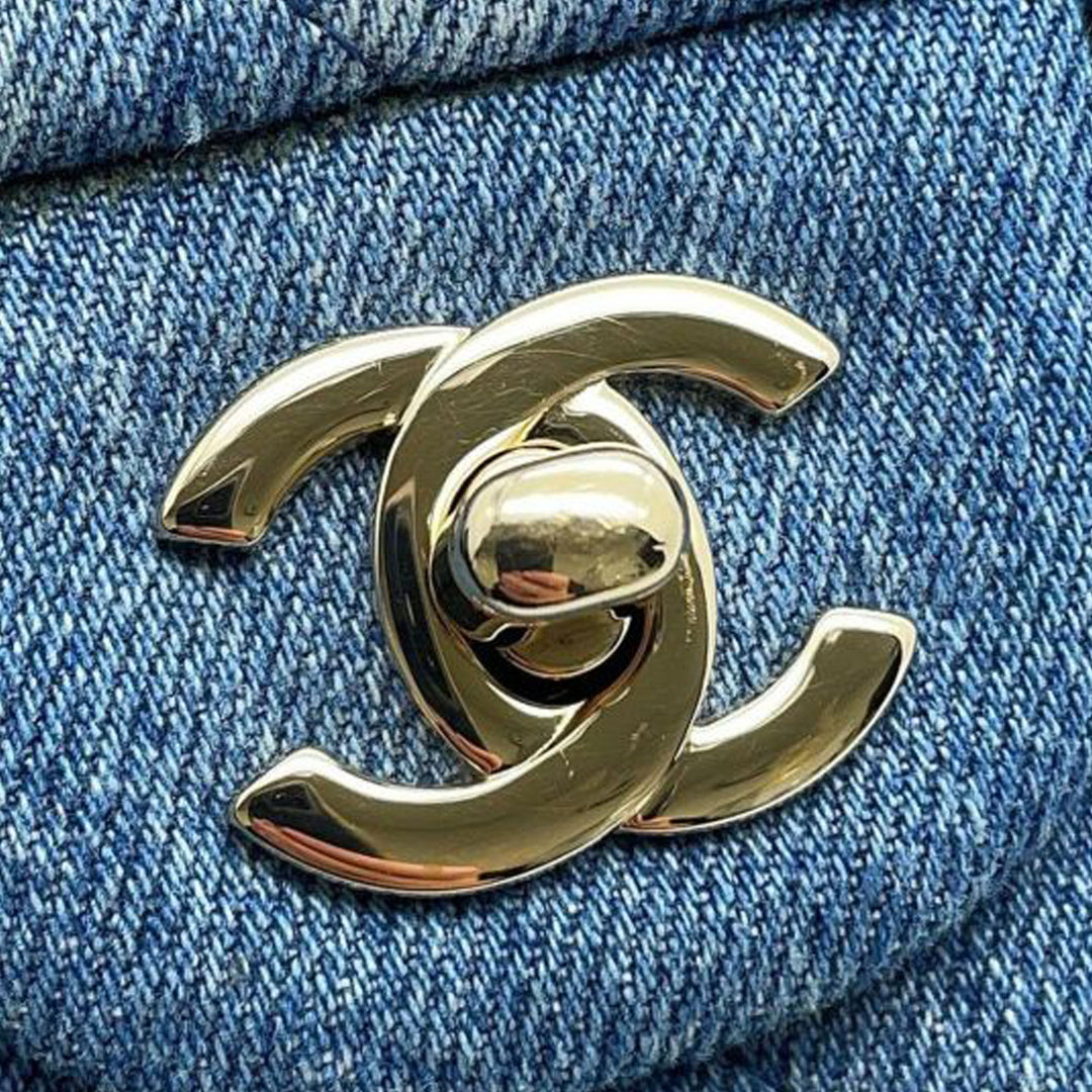 Chanel Medium Classic Washed Jean Double rabat