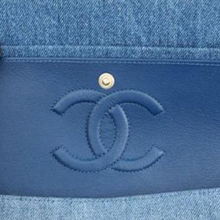 Chanel Medium Classic Washed Jean Double rabat