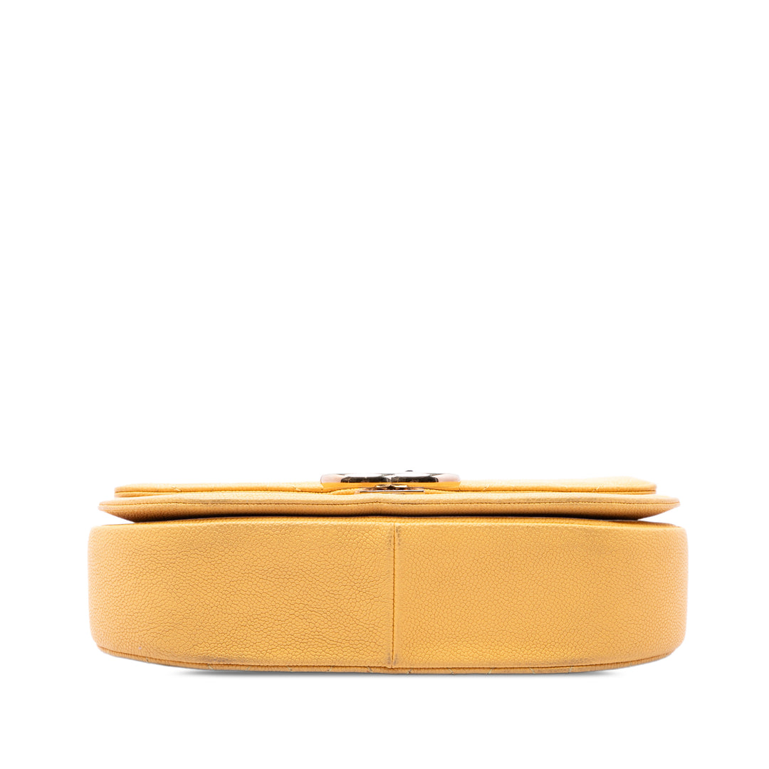 Chanel Paris Cuba Matelassé Thread Around à rabat Moyen Cuir caviar Jaune