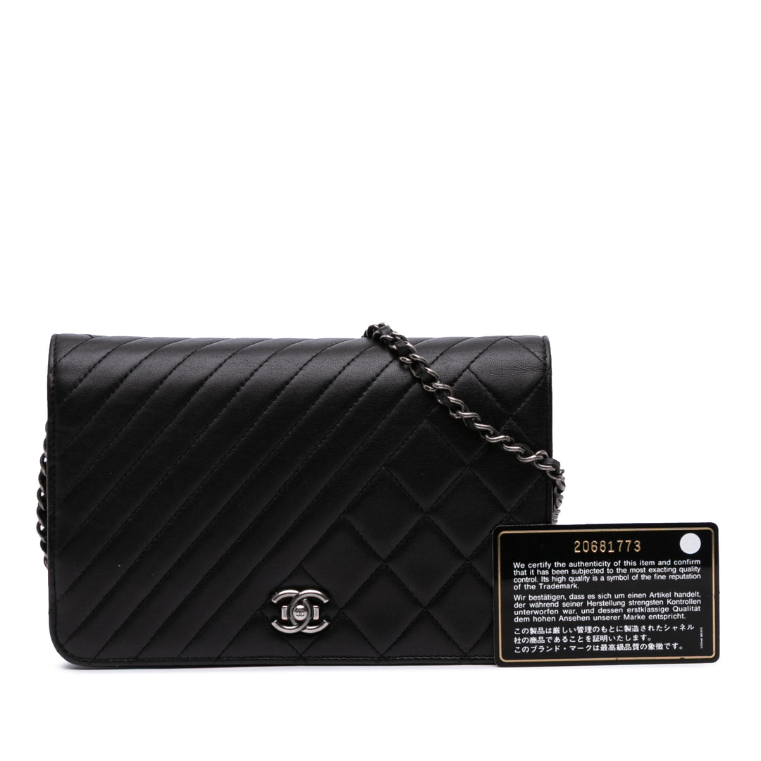 Lambskin Coco Boy Wallet On Chain Black - Gaby Paris