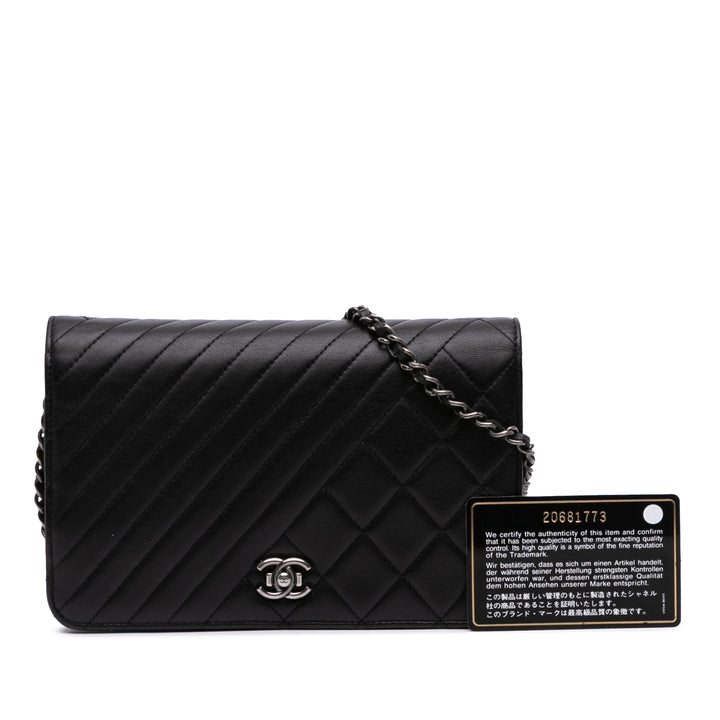 Lambskin Coco Boy Wallet On Chain Black - Gaby Paris