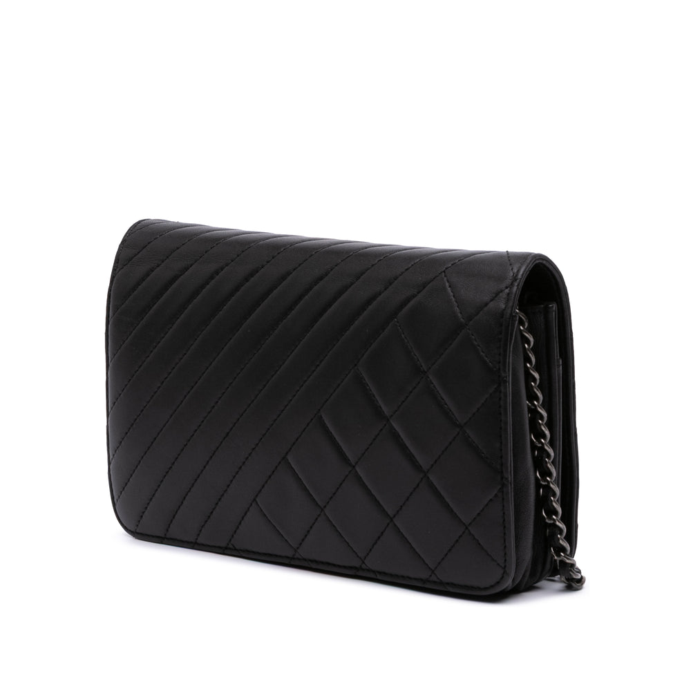 Lambskin Coco Boy Wallet On Chain Black - Gaby Paris
