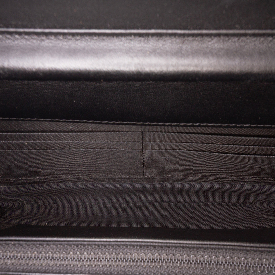 Lambskin Coco Boy Wallet On Chain Black - Gaby Paris