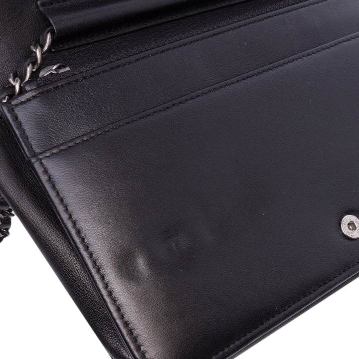 Lambskin Coco Boy Wallet On Chain Black - Gaby Paris