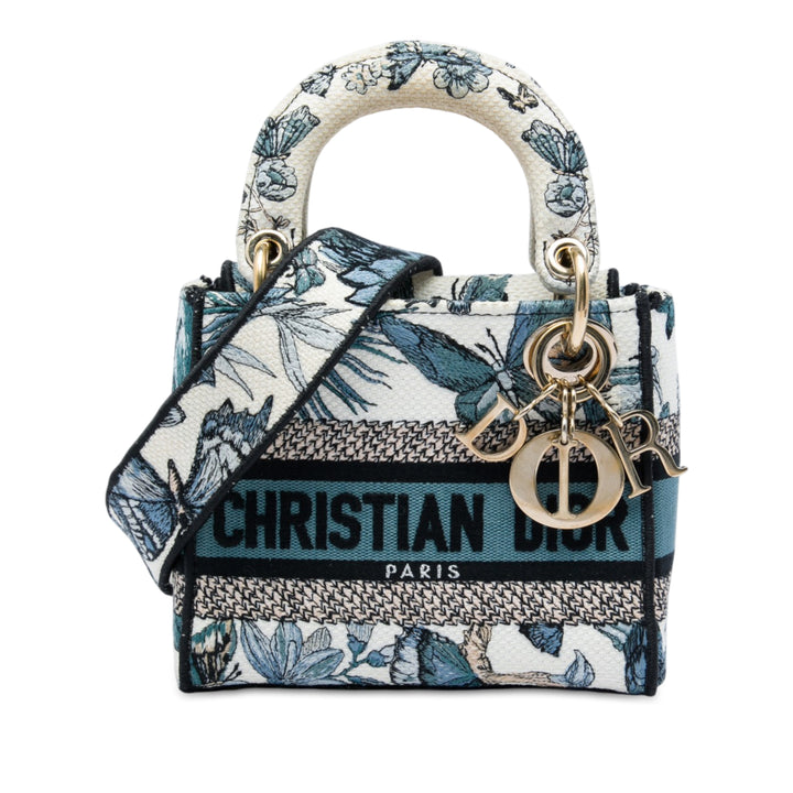 Dior Sac à main brodé de Jouy Mexico Lady D-Lite Mini Blanc – vue principale – GABY PARIS