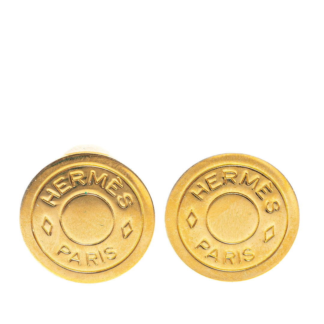 Hermès Gold Plated Bijouterie Fantaisie Clou De Selle Clip On Earrings Gold - GABY PARIS