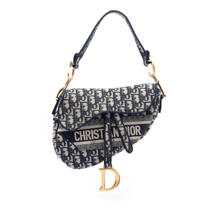 Dior Oblique brodé Toile Saddle Sac