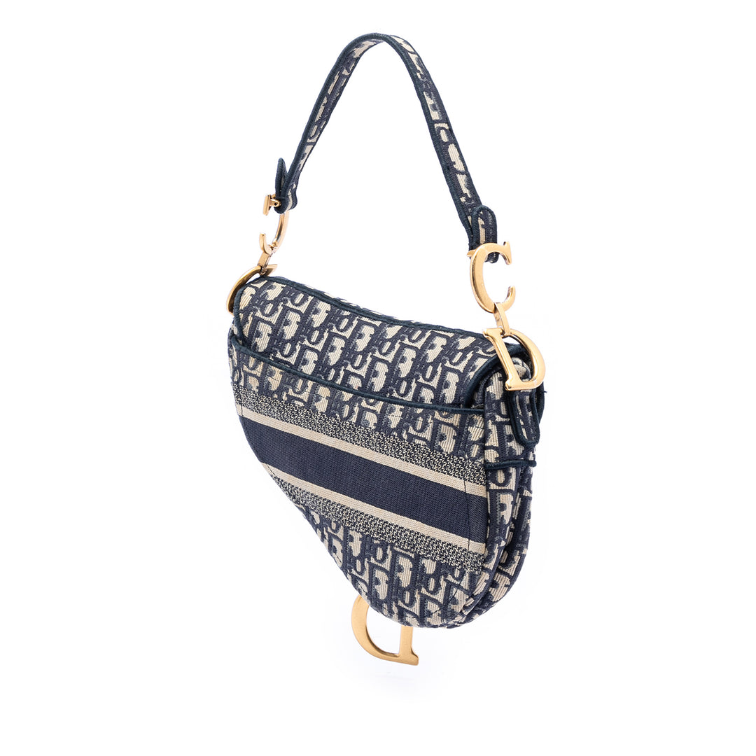 Dior Oblique brodé Toile Saddle Sac