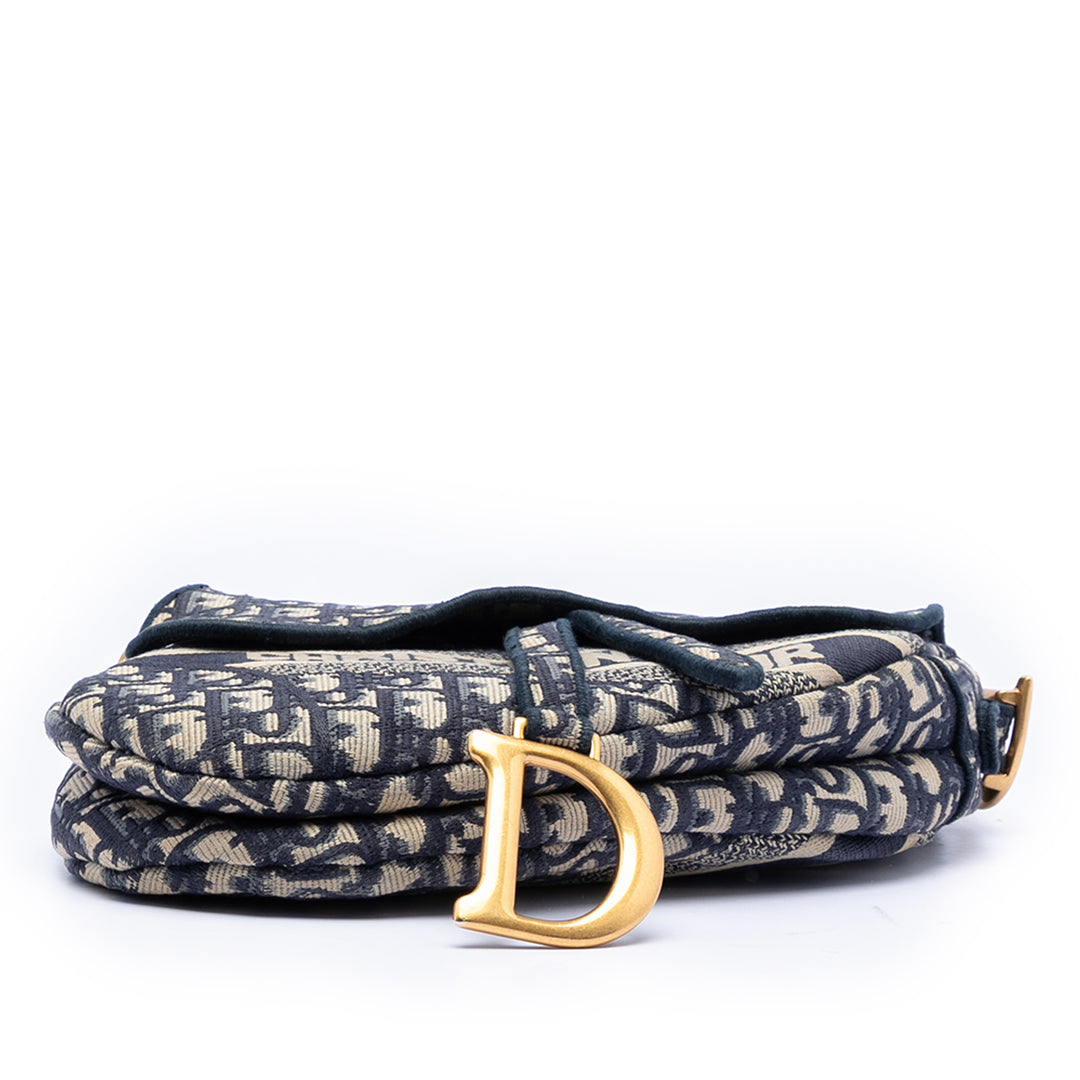 Dior Oblique brodé Toile Saddle Sac