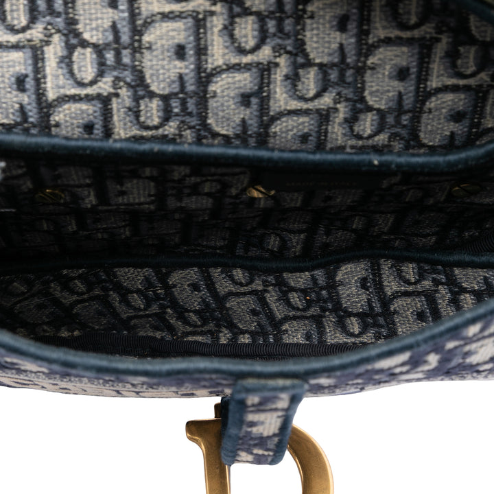 Dior Oblique brodé Toile Saddle Sac