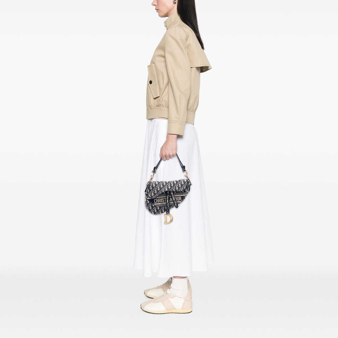 Dior Oblique brodé Toile Saddle Sac