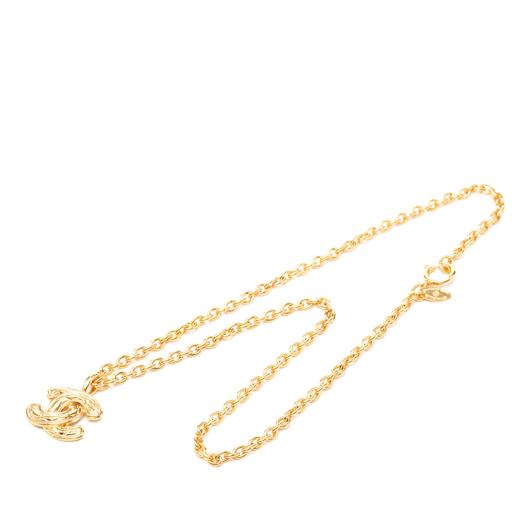 CC plaqué Matelassé Pendant Collier Doré