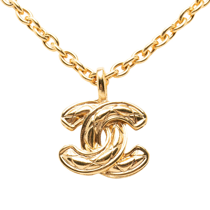 CC plaqué Matelassé Pendant Collier Doré