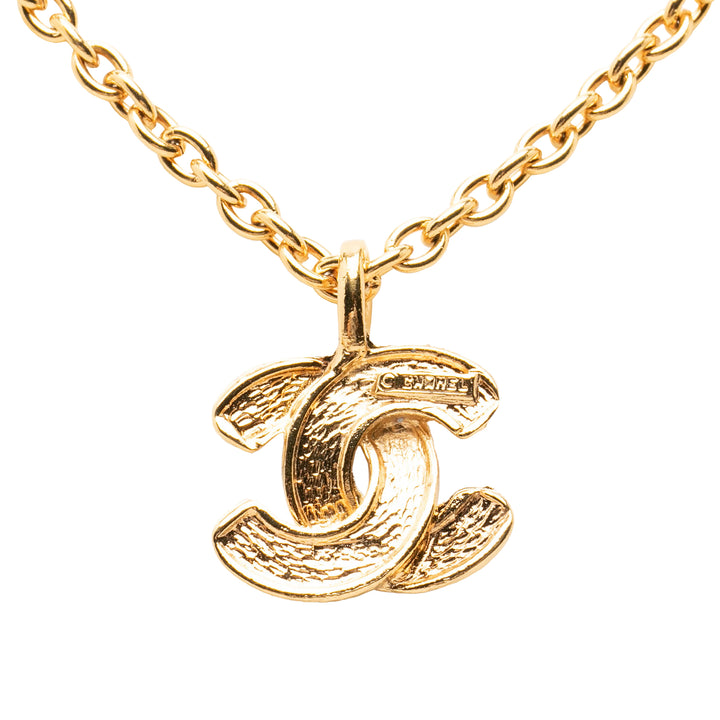 CC plaqué Matelassé Pendant Collier Doré
