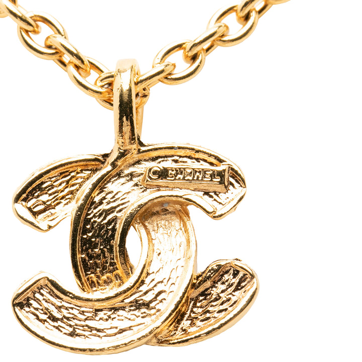 CC plaqué Matelassé Pendant Collier Doré