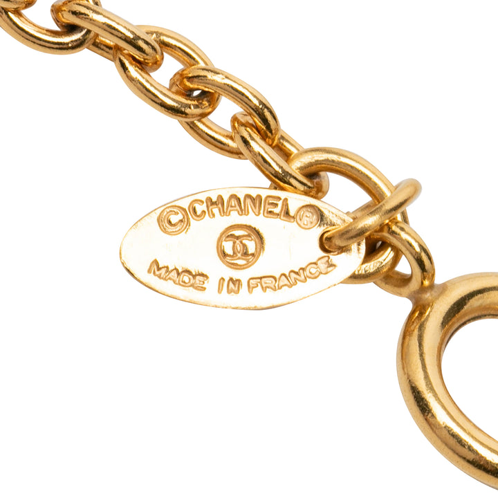 CC plaqué Matelassé Pendant Collier Doré