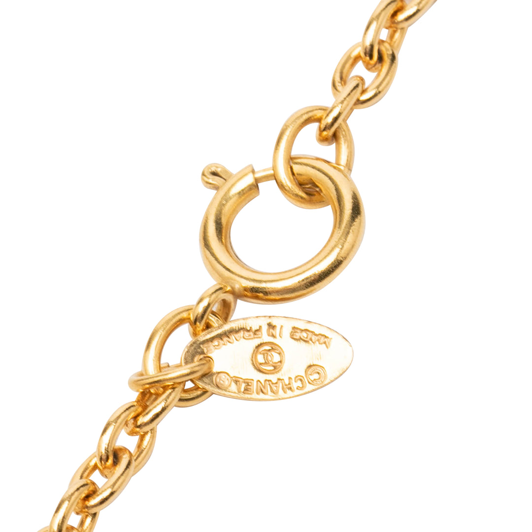 CC plaqué Matelassé Pendant Collier Doré
