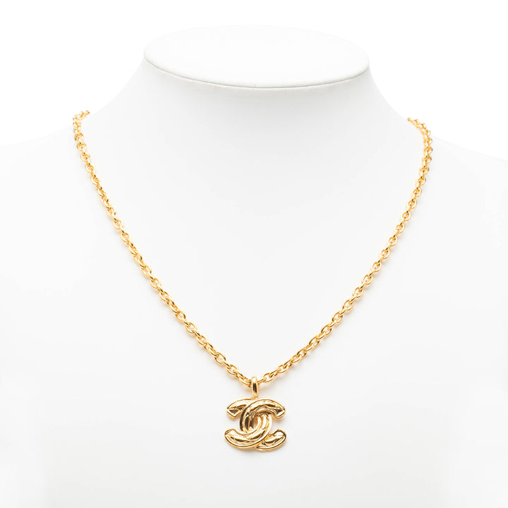CC plaqué Matelassé Pendant Collier Doré