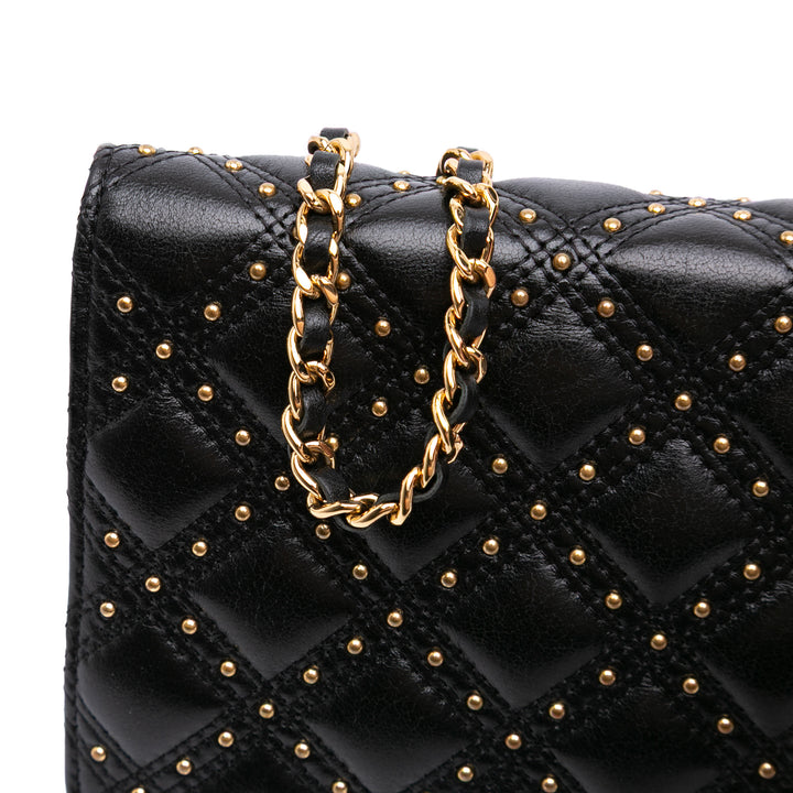 Chanel Cuir d’agneau Studded Diamond Stitch Portefeuille On Chain Noir – GABY PARIS Authentique
