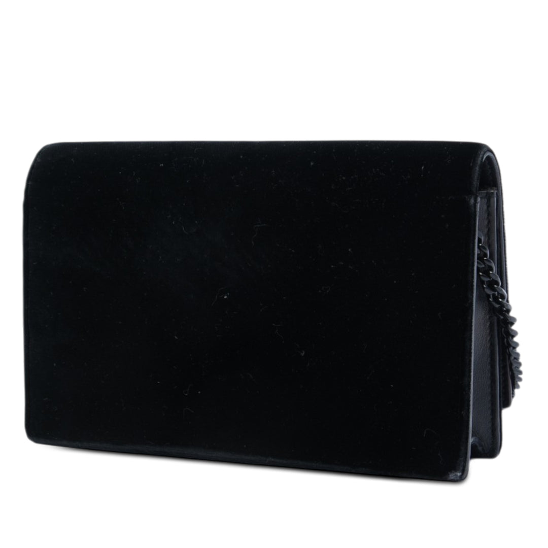 Saint Laurent Velours Cristal Monogram Kate Pompon Wallet on Chain