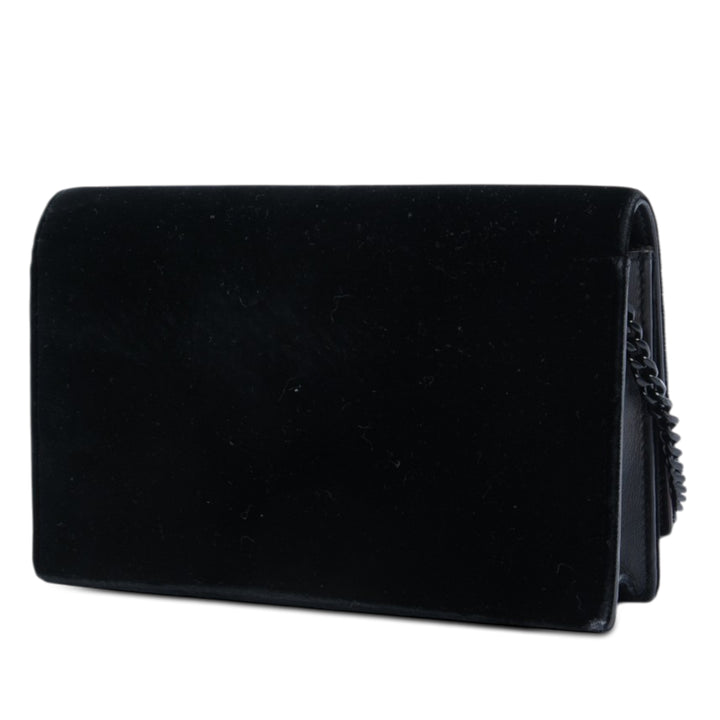 Saint Laurent Velours Cristal Monogram Kate Pompon Wallet on Chain