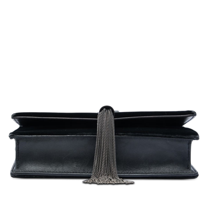 Saint Laurent Velours Cristal Monogram Kate Pompon Wallet on Chain