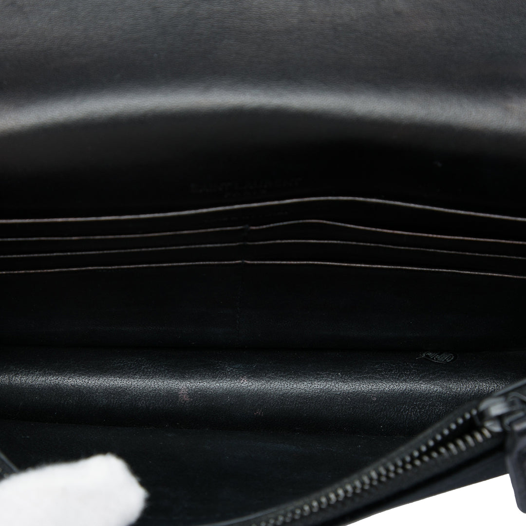 Saint Laurent Velours Cristal Monogram Kate Pompon Wallet on Chain