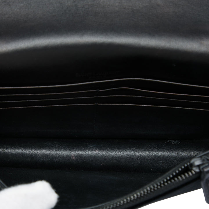 Saint Laurent Velours Cristal Monogram Kate Pompon Wallet on Chain