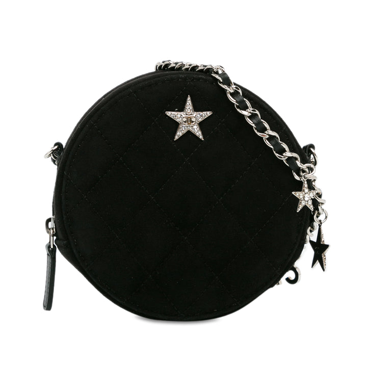 Suede Cocostellar Round Clutch on Chain Black - Gaby Paris