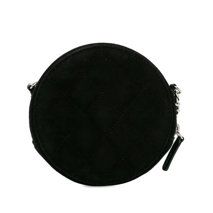 Suede Cocostellar Round Clutch on Chain Black - Gaby Paris