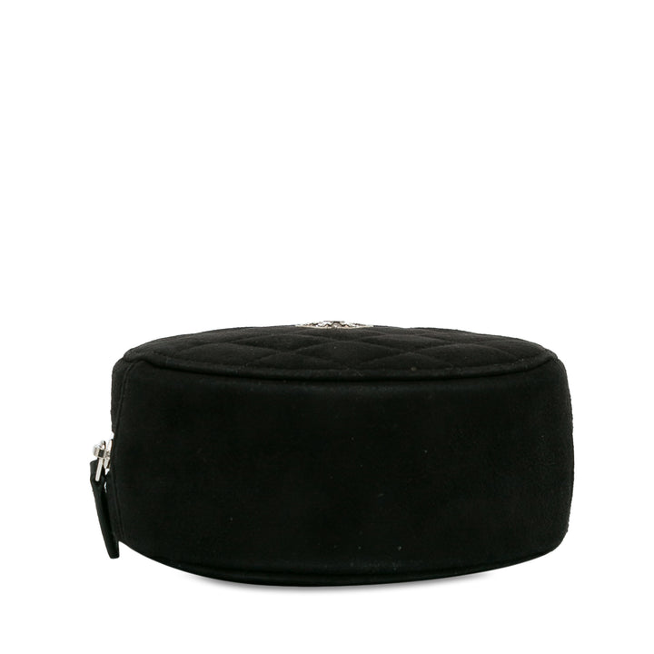 Suede Cocostellar Round Clutch on Chain Black - Gaby Paris