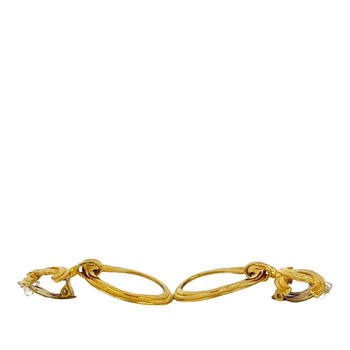 Chanel CC plaqué Loop pendantes Clip On Boucles d’oreilles