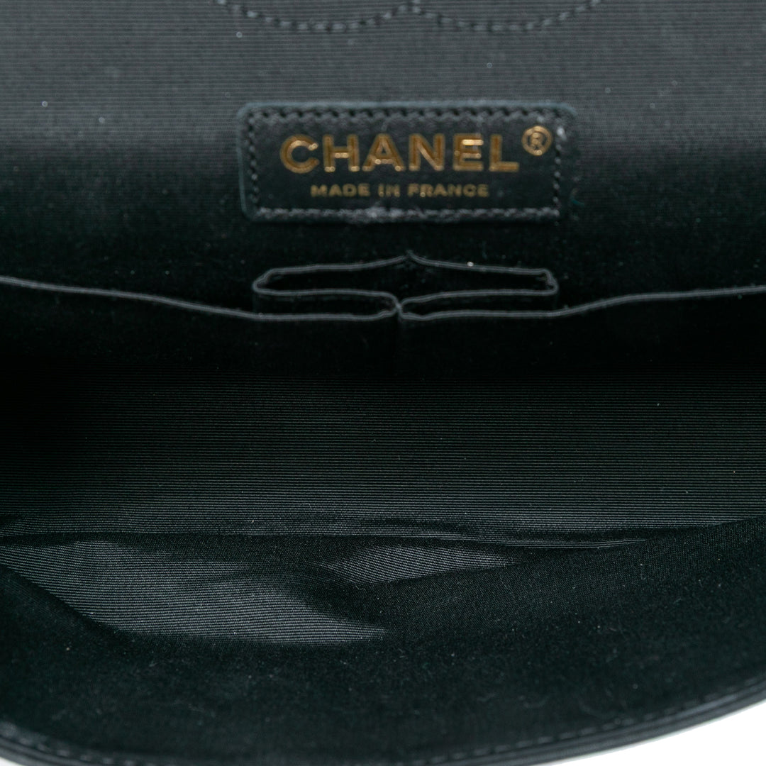 Chanel Medium Classic Bicolor Caviar Double rabat Argenté