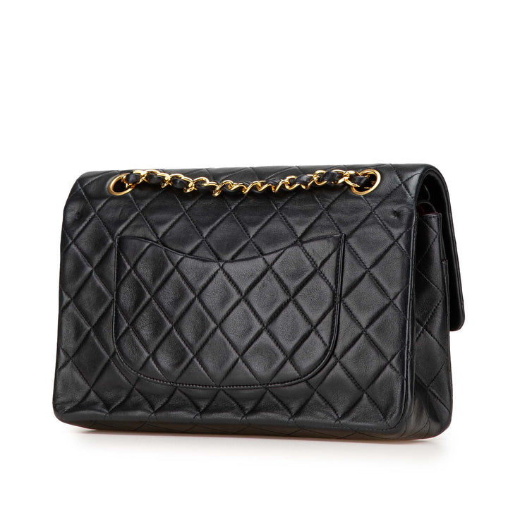Medium Classic Lambskin Double Flap Black - Gaby Paris