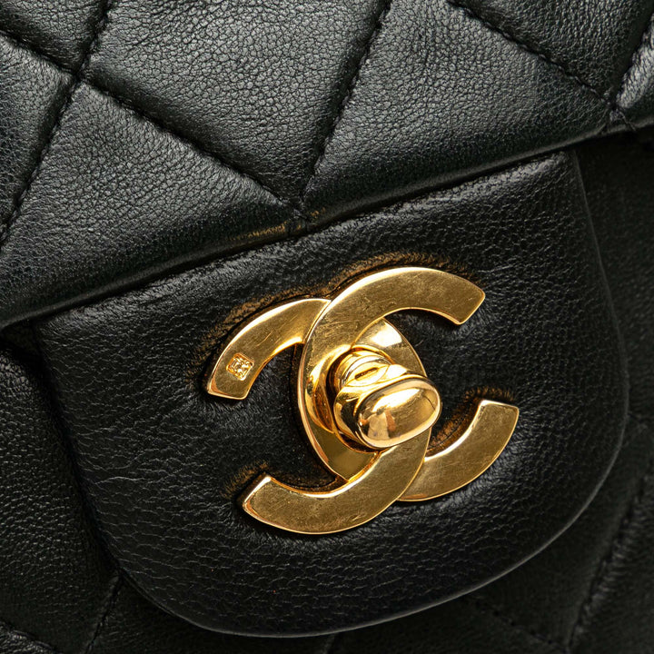 Medium Classic Lambskin Double Flap Black - Gaby Paris