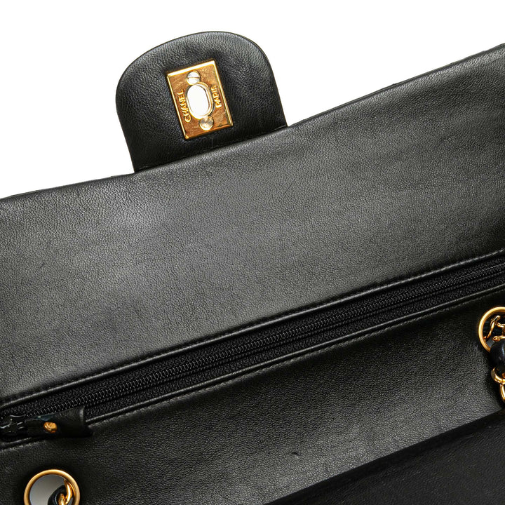 Medium Classic Lambskin Double Flap Black - Gaby Paris
