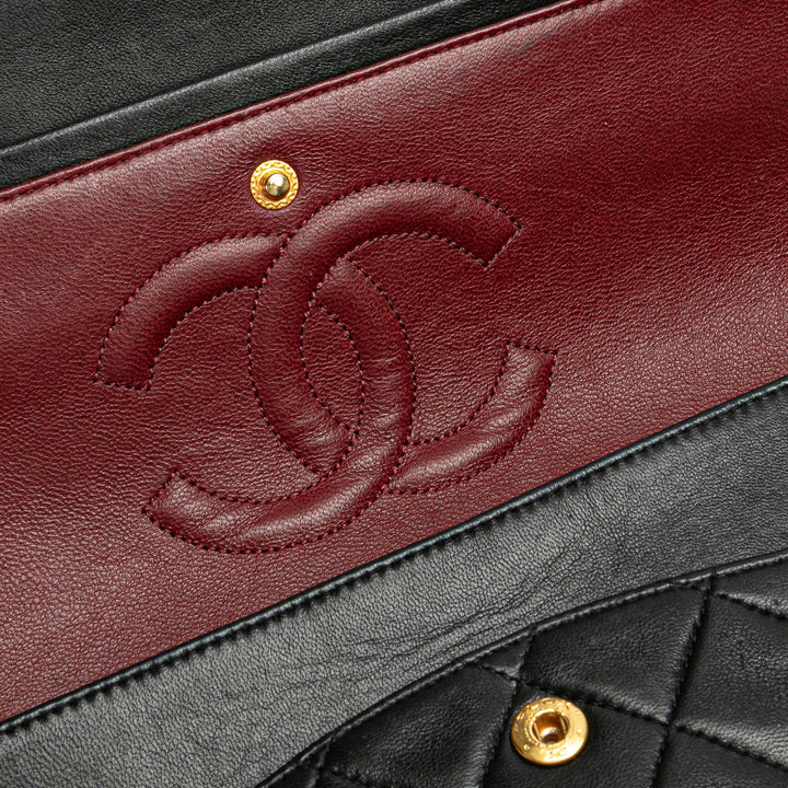 Medium Classic Lambskin Double Flap Black - Gaby Paris