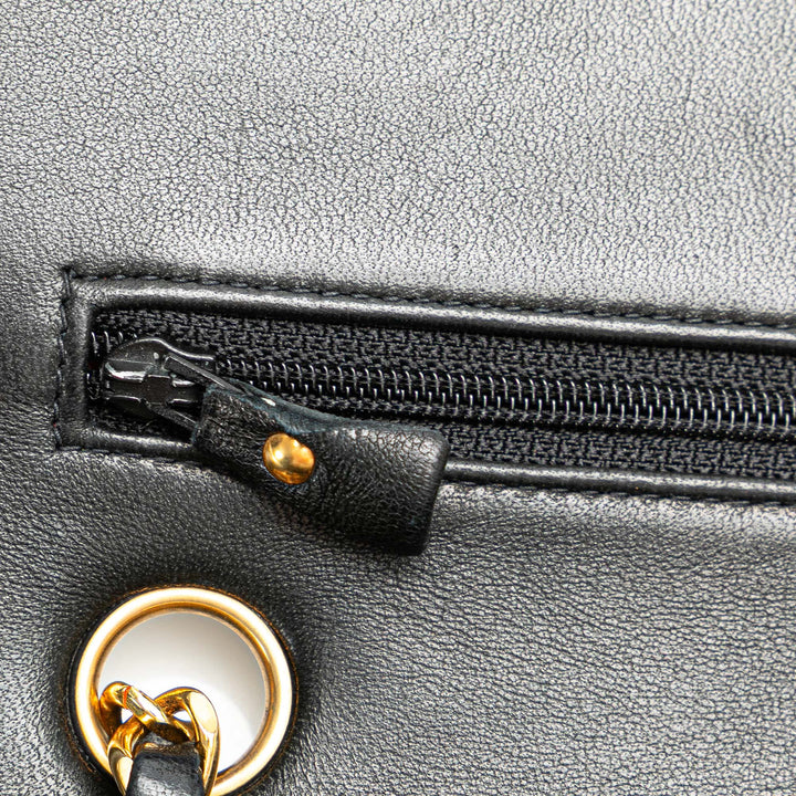 Medium Classic Lambskin Double Flap Black - Gaby Paris