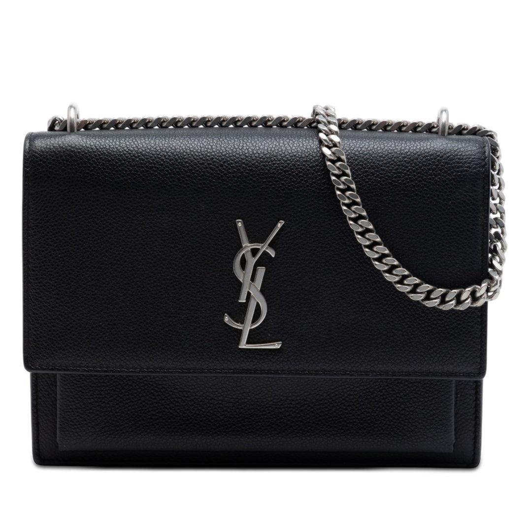 Saint Laurent Medium Cuir de veau grainé Monogram Sunset Sac porté croisé
