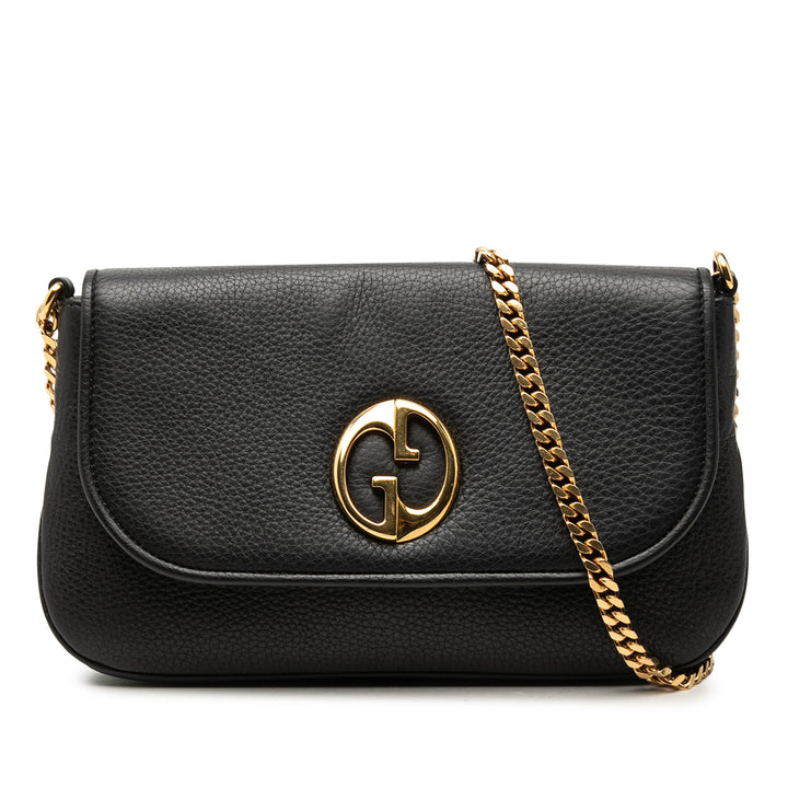 1973 Chaîne Sac Moyen Cuir de veau Noir