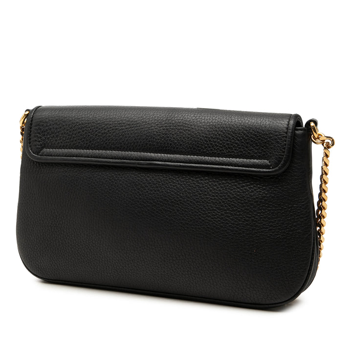 1973 Chaîne Sac Moyen Cuir de veau Noir